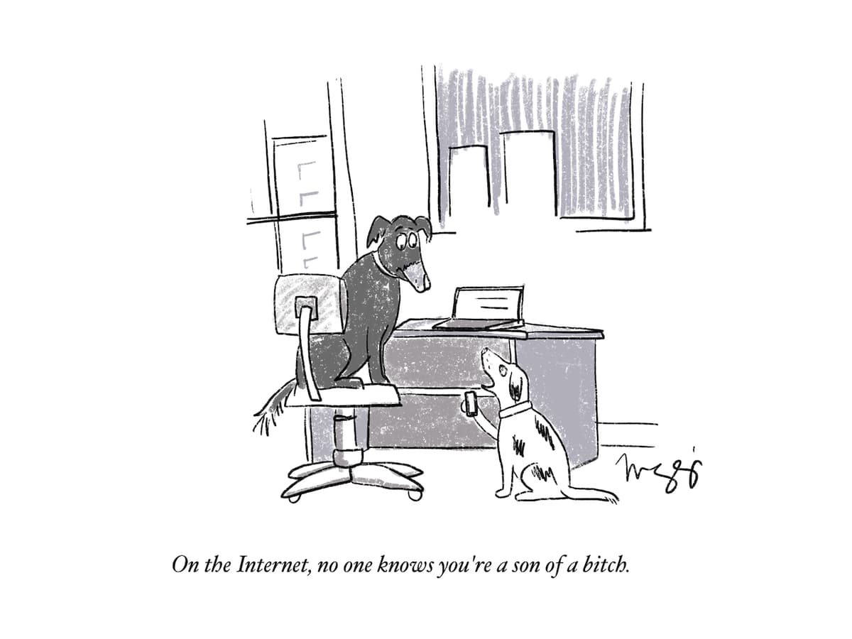 On the Internet, no one knows you're a son of a bitch.
